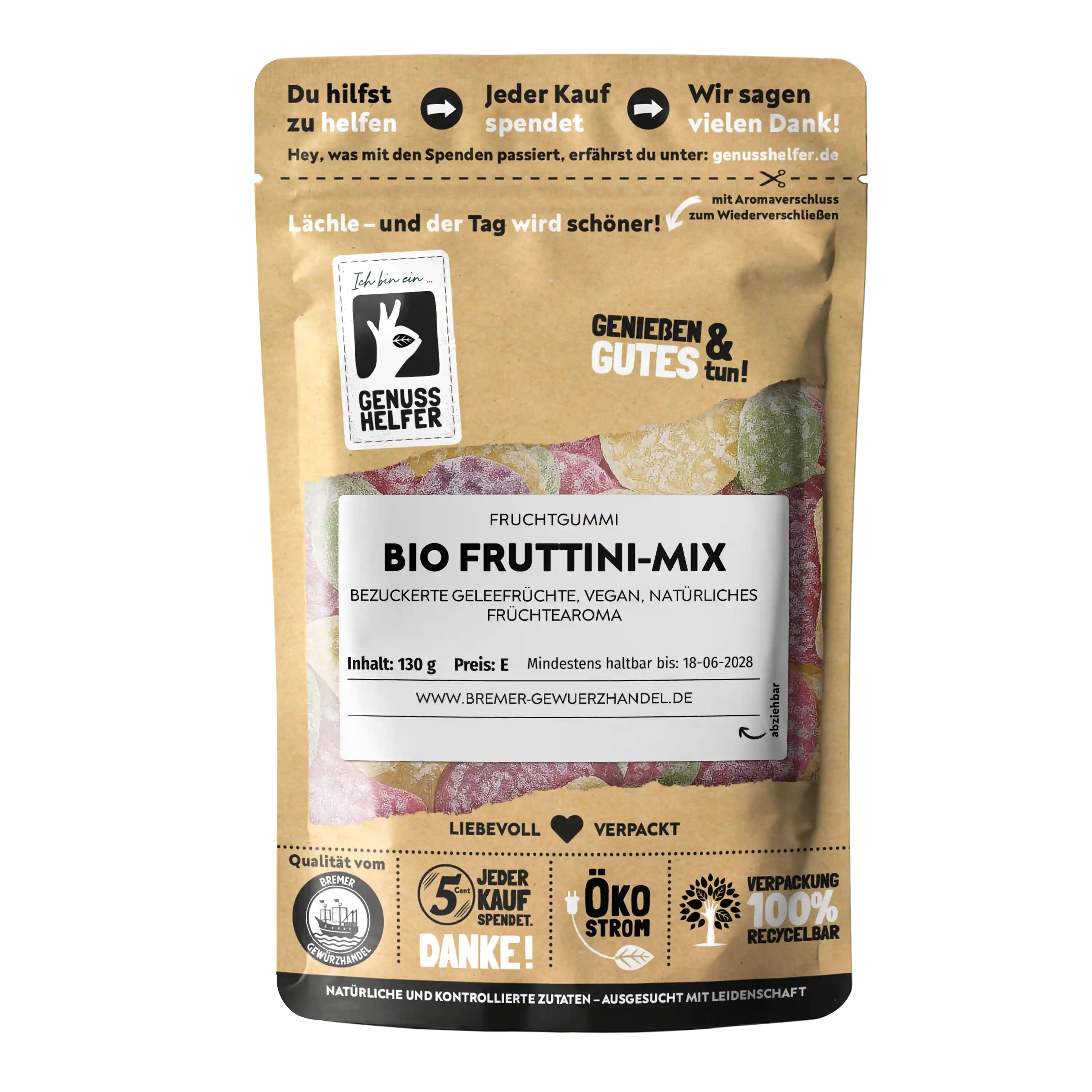 Fruttini-Mix BIO, bezuckerte Geleefrüchte
