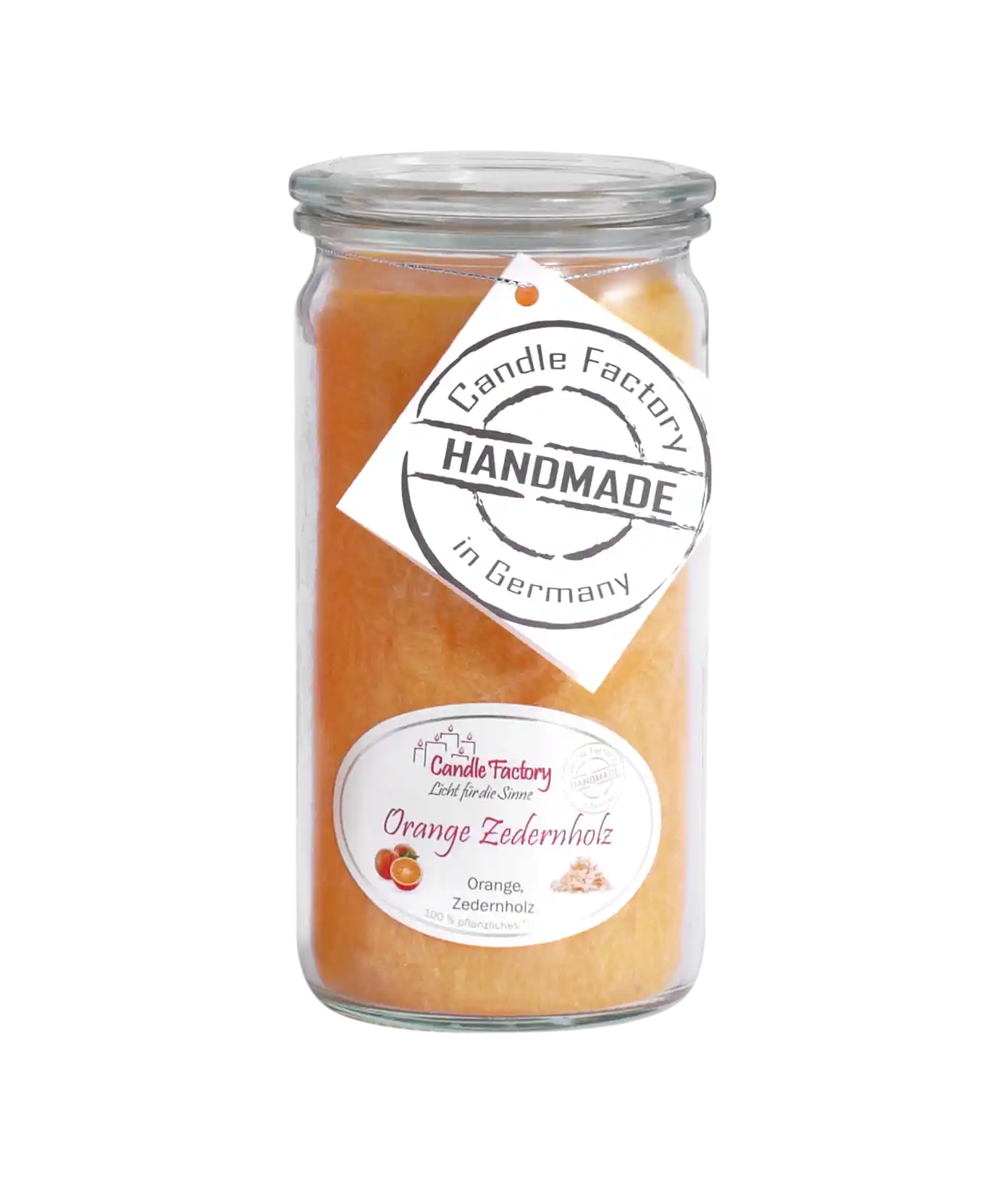 Spendenkerze Orange Zedernholz