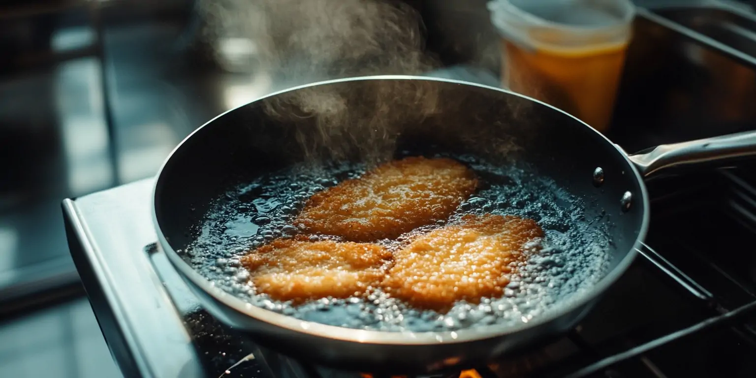 Schnitzel wird goldbraun frittiert