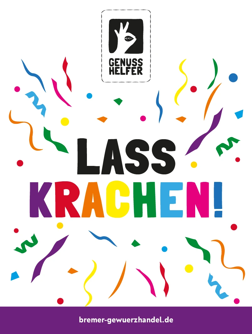 Nuss-Frucht-Mischung „Lass krachen!“ in einem Glas mit individualisierbarem Etikett