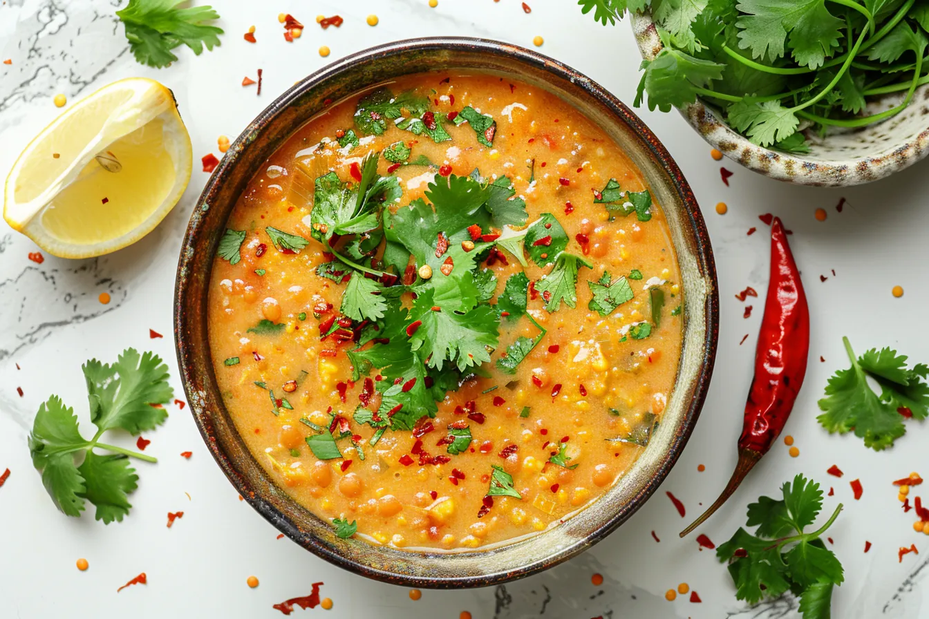 Rote Linsensuppe mit Kokosmilch Rote Linsensuppe mit Kokosmilch