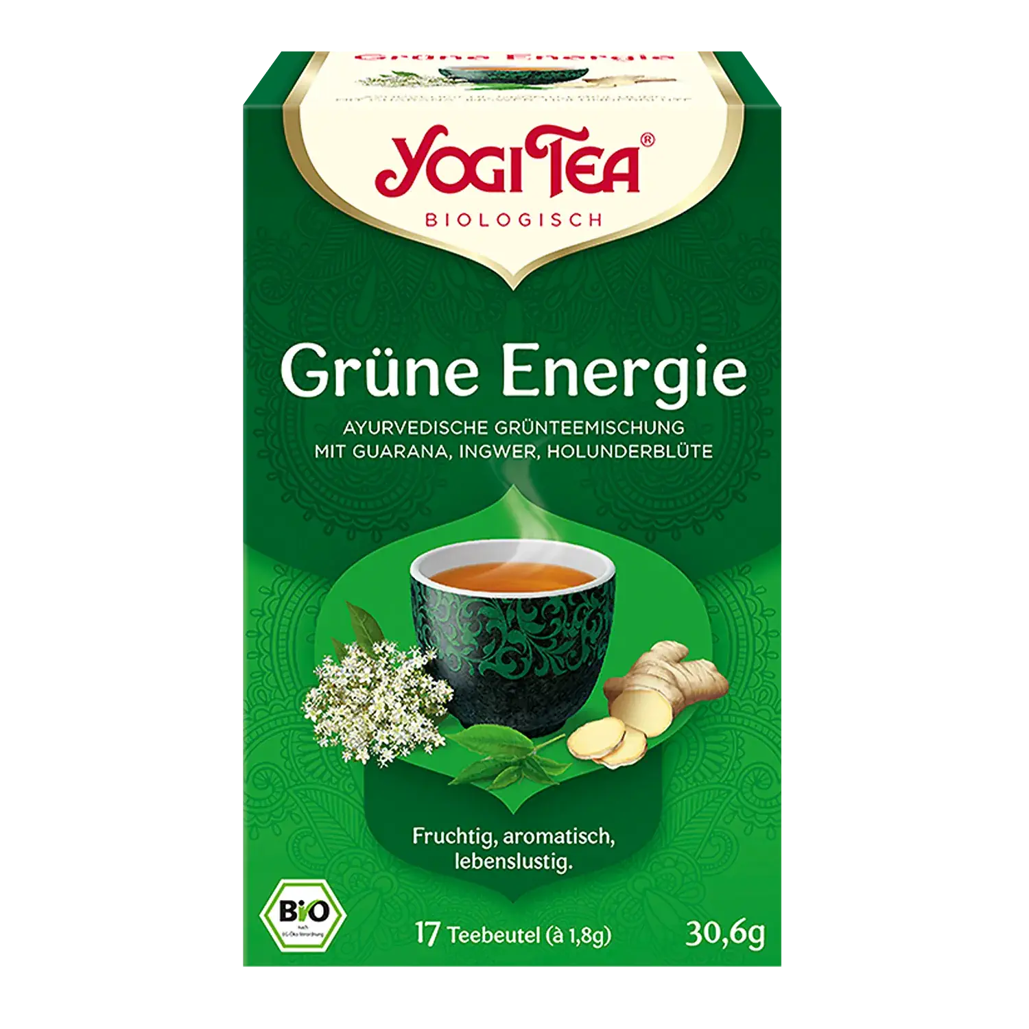 YOGI TEA® Grüne Energie, BIO Yogi Tea „Grüne Energie“ – Pappschachtel mit Teebeuteln