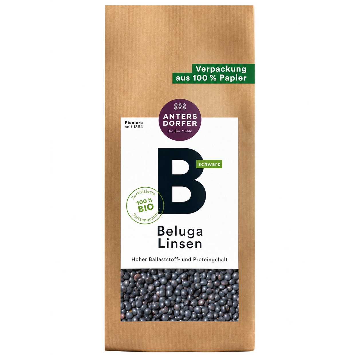 Beluga-Linsen BIO, schwarze Linsen