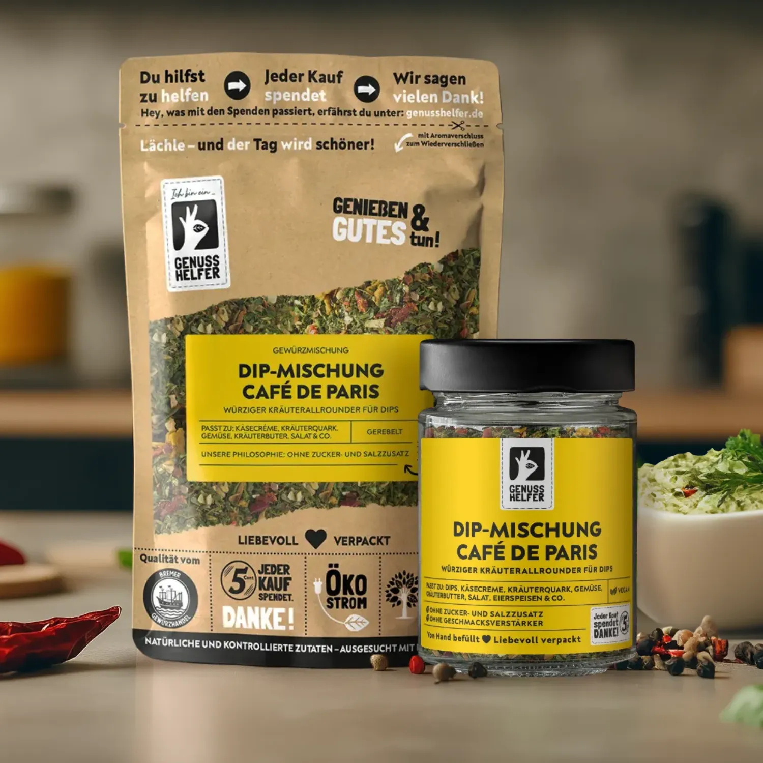 Präsentation der Dip-Mischung „Café de Paris“