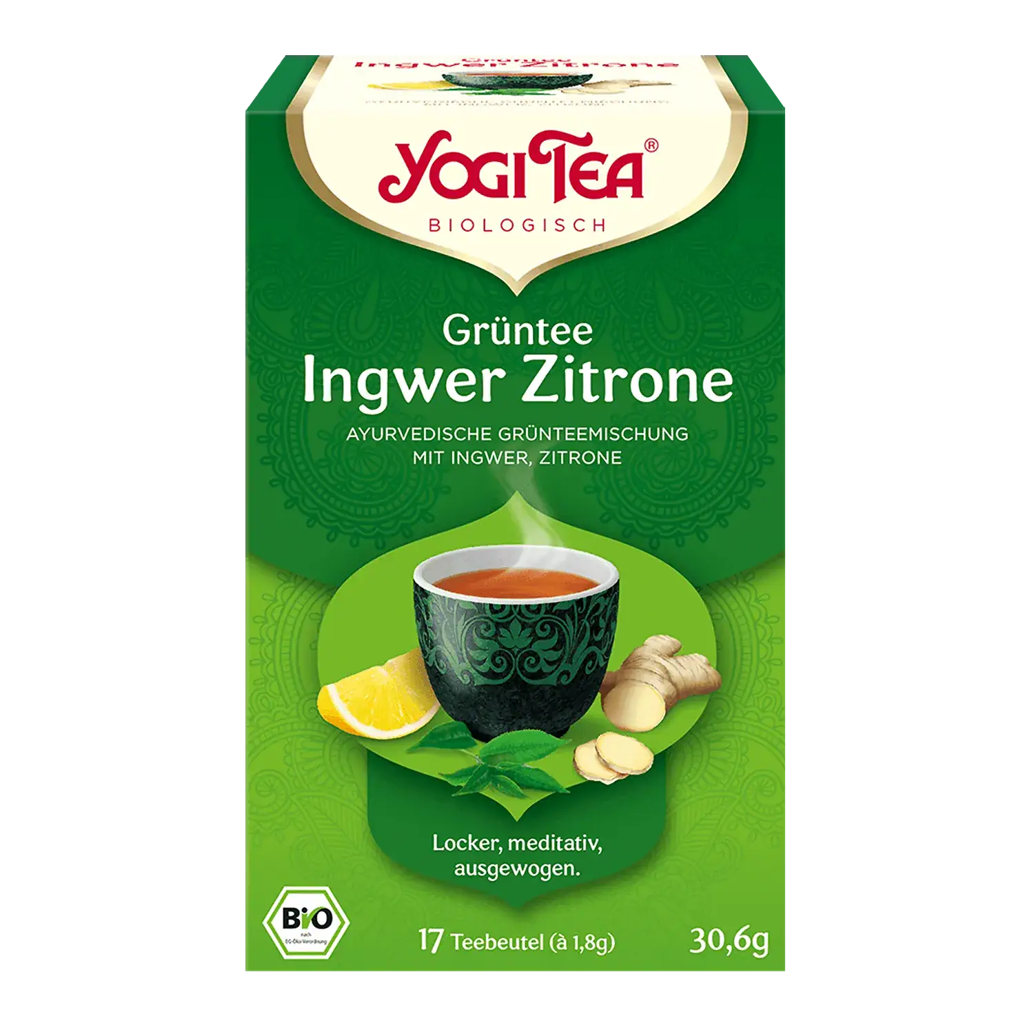 YOGI TEA® Grüntee Ingwer Zitrone, BIO Packung „Grüntee Ingwer Zitrone“ von Yogi-Tea mit Teebeuteln