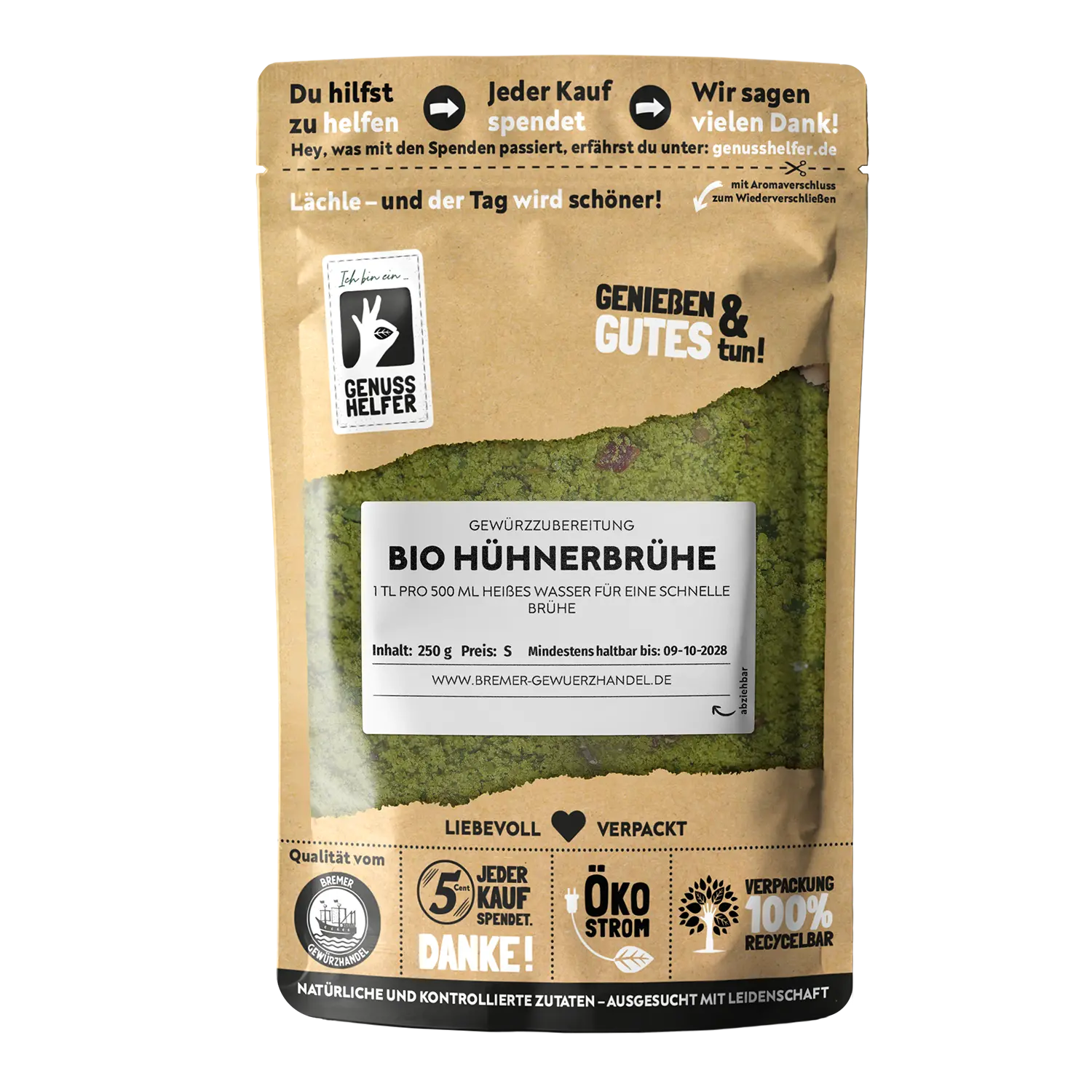 Hühnerbrühe, Streuwürze BIO, gemahlen