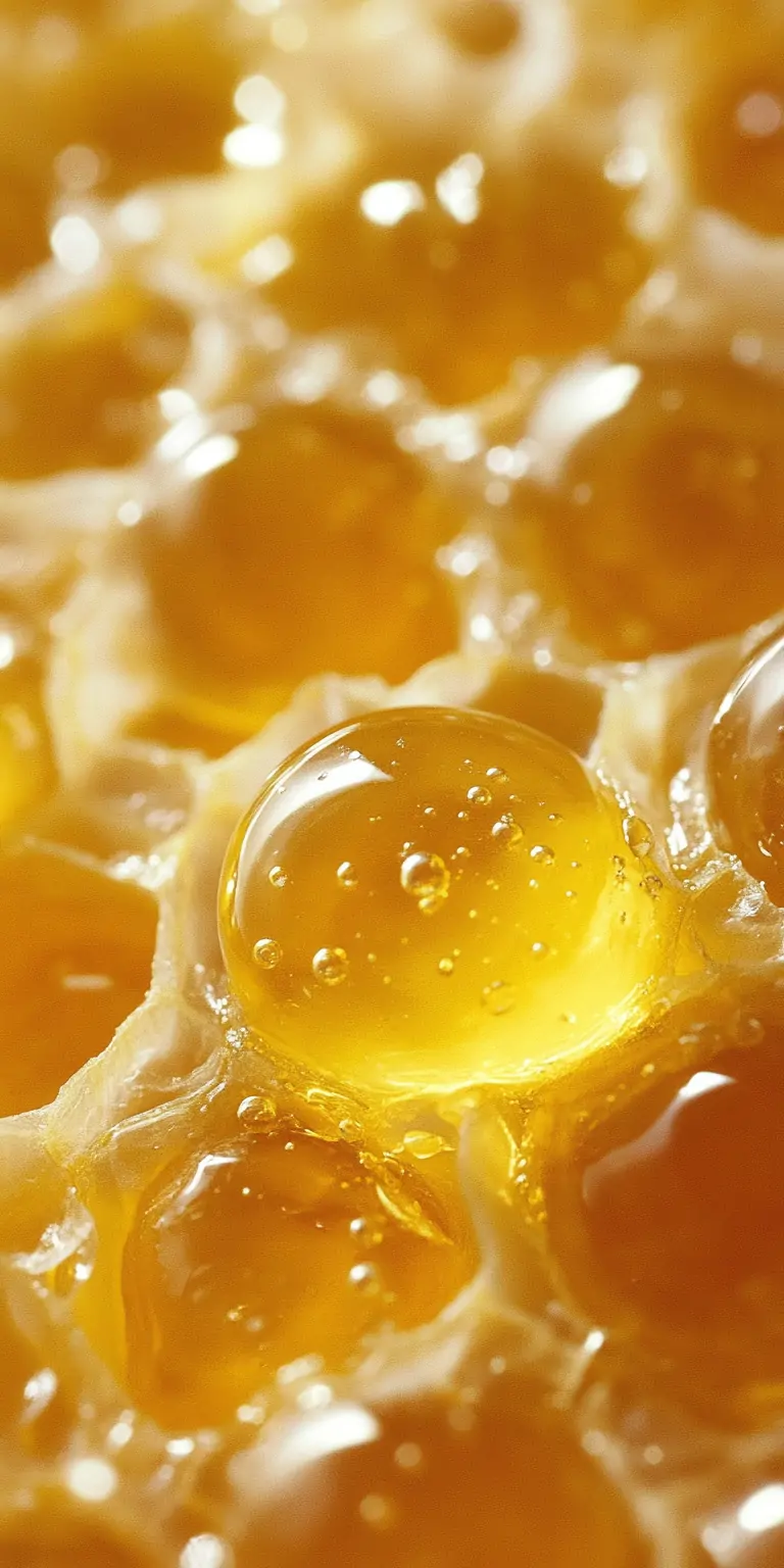 Honigwabe mit goldfarbenem Honig in Nahaufnahme