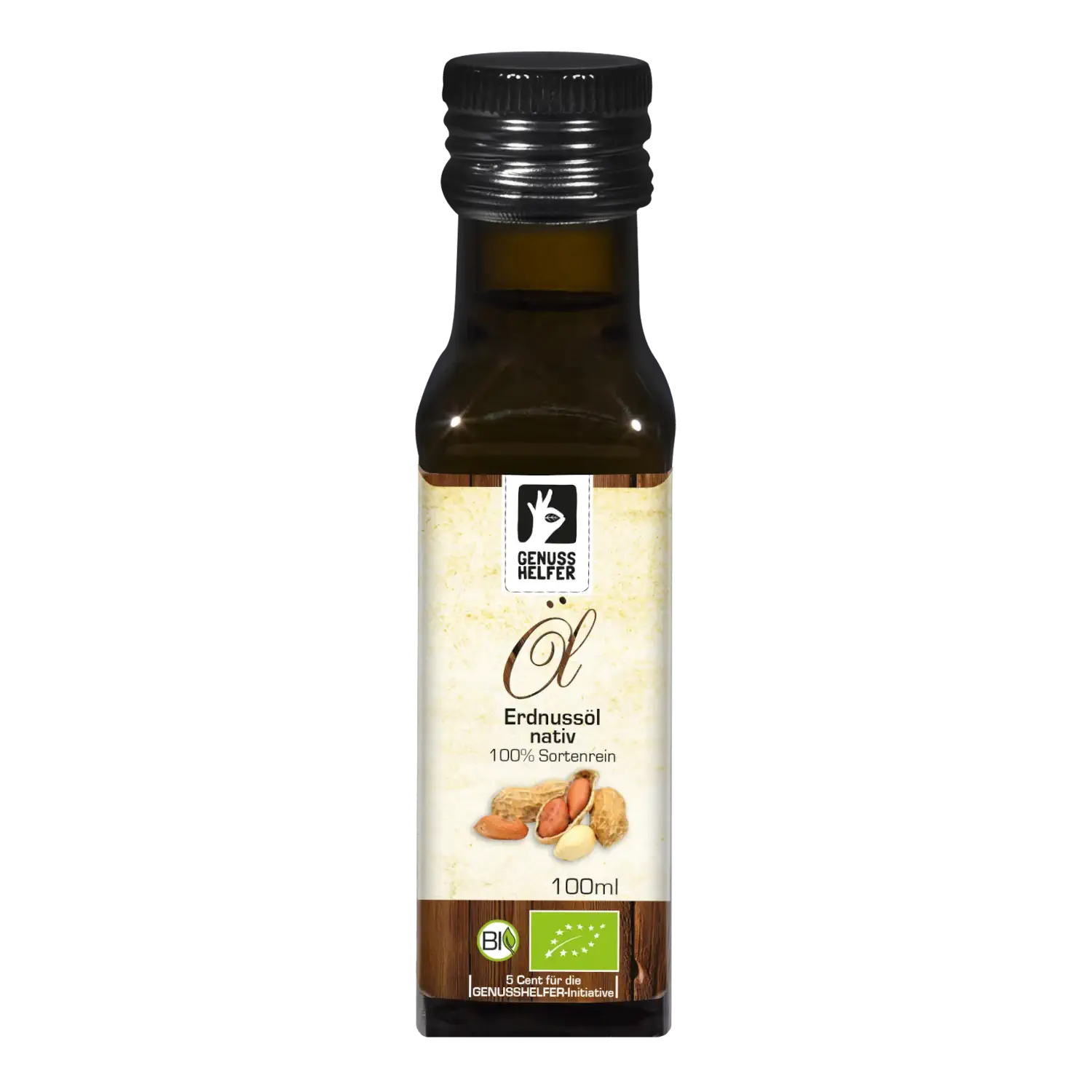 Erdnussöl, nativ, BIO, kaltgepresst Natives Erdnussöl in einer Flasche (100 ml)