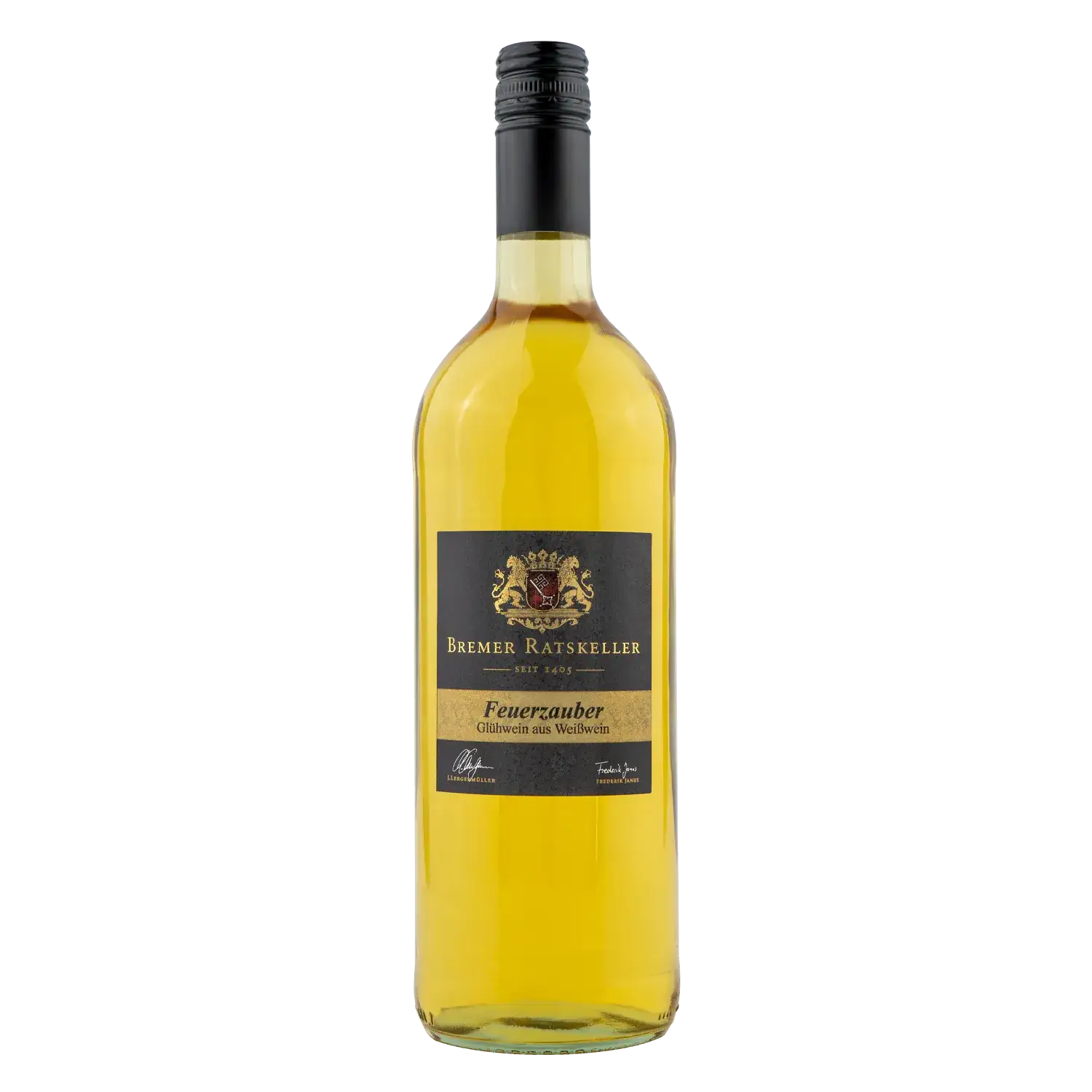 Feuerzauber Glühwein weiß Flasche mit weißem Glühwein „Feuerzauber“ vom Bremer Ratskeller