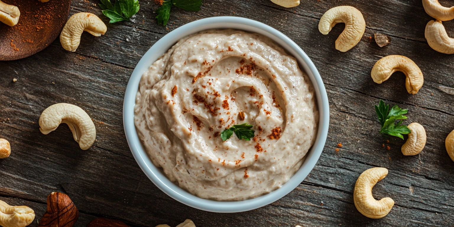 Cashew-Dip in einer Schale serviert