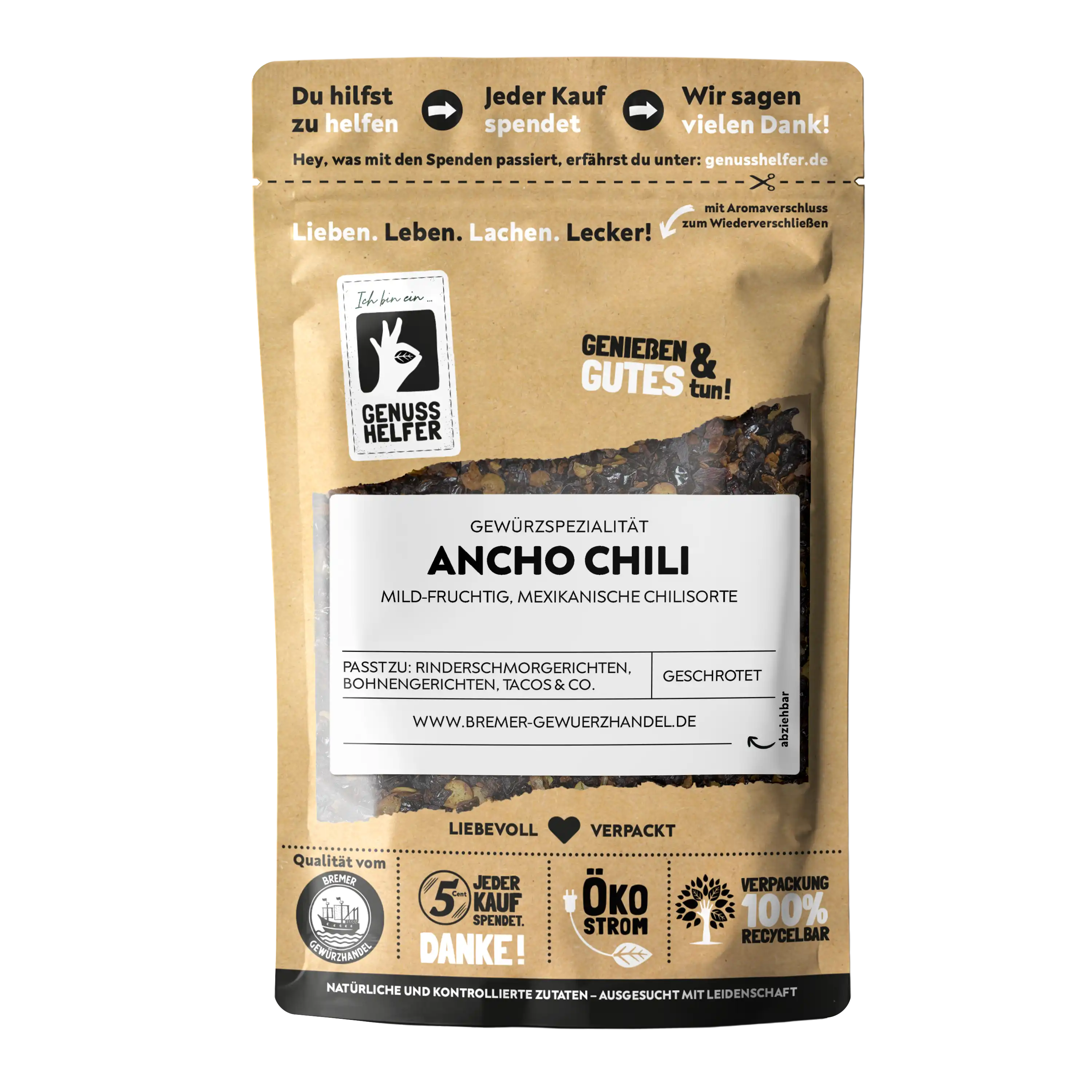 Ancho Chili, geschrotet