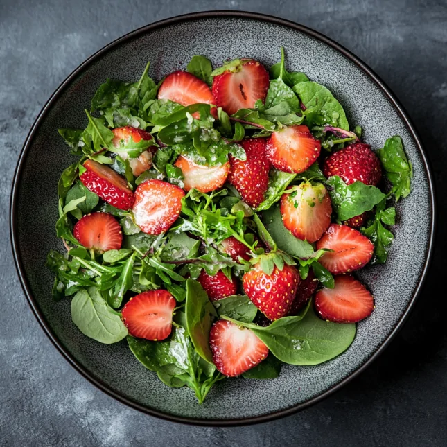 Frischer Salat mit Erdbeeren als sommerliche Variation