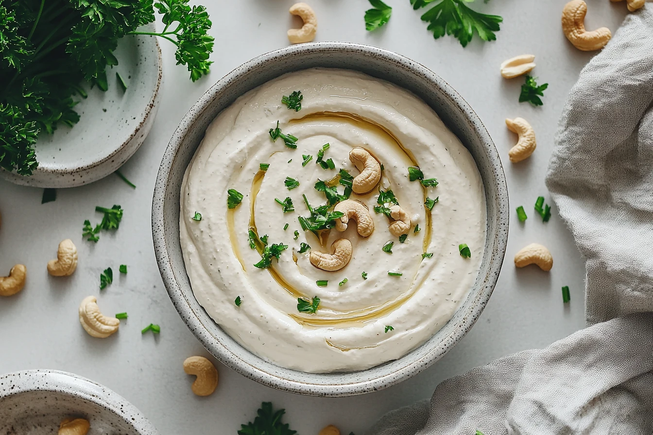 Veganer Cashew-Kräuter-Frischkäse