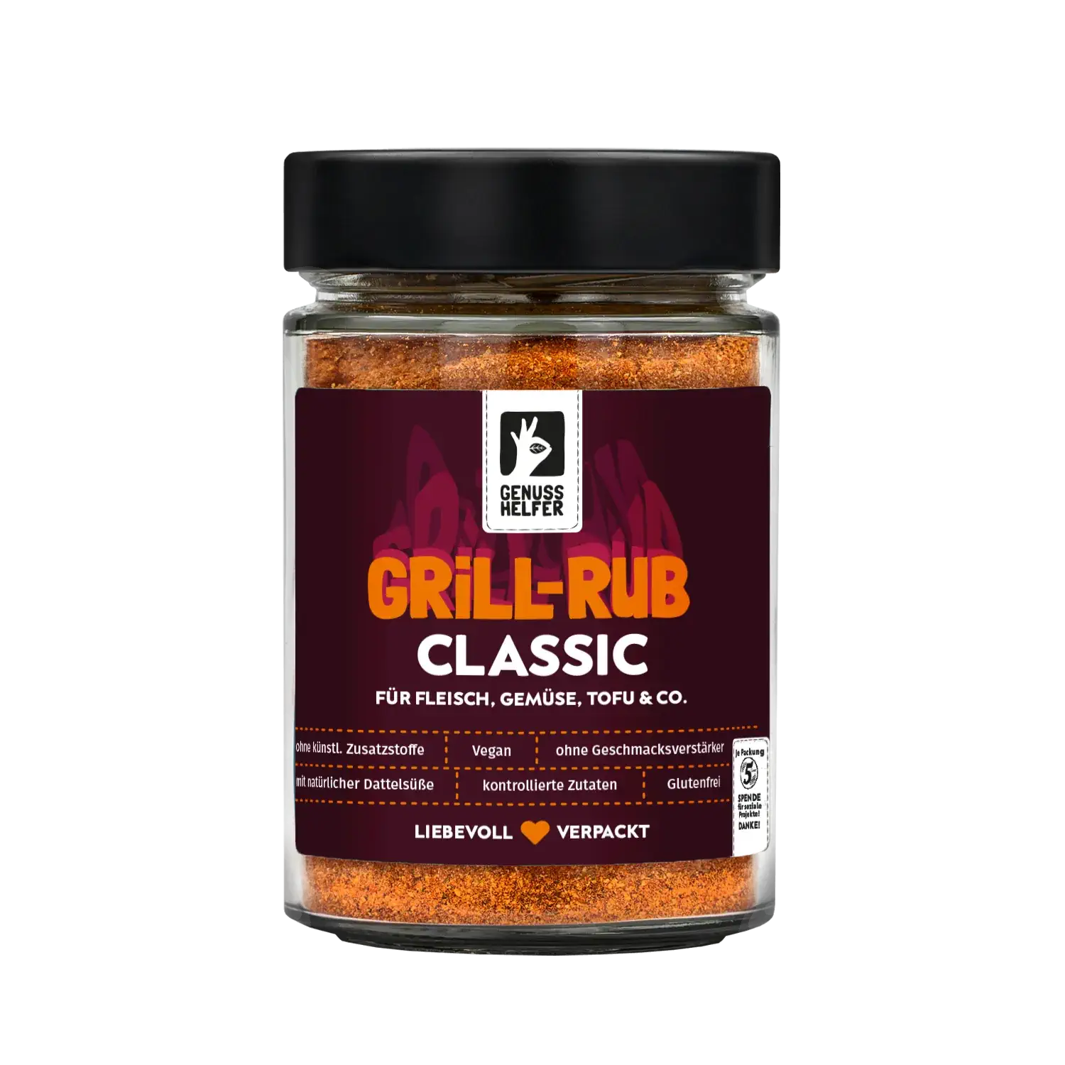 Grill-Rub Classic, im Glas Vorderansicht eines Glases mit Grill-Rub „Classic“