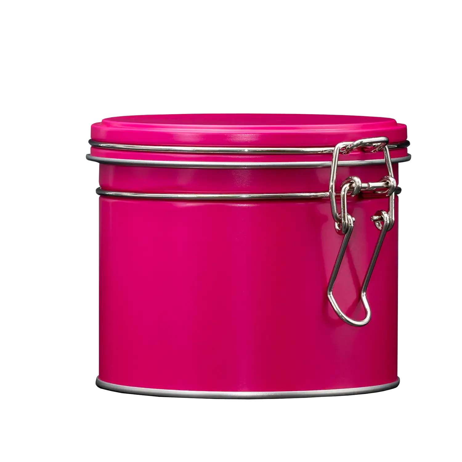 Detailansicht der runden pinkfarbenen Vorratsdose, 102 × 90 mm