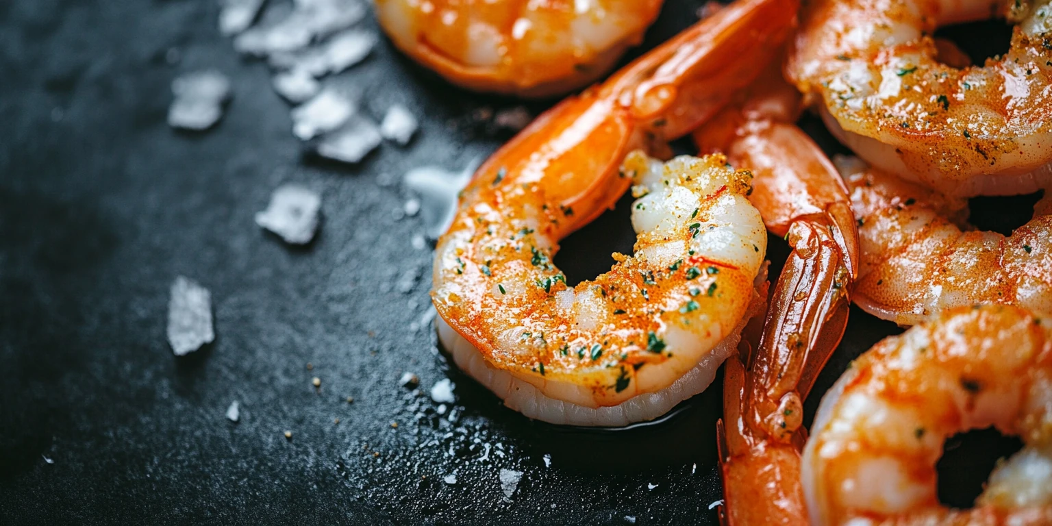 Gambas mit grünem Curry gewürzt und serviert