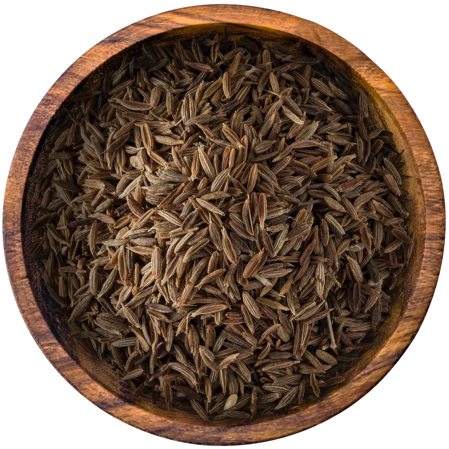 Cumin Kreuzkümmel, ganz Vorderansicht eines Beutels mit ganzem Kreuzkümmel (Cumin)