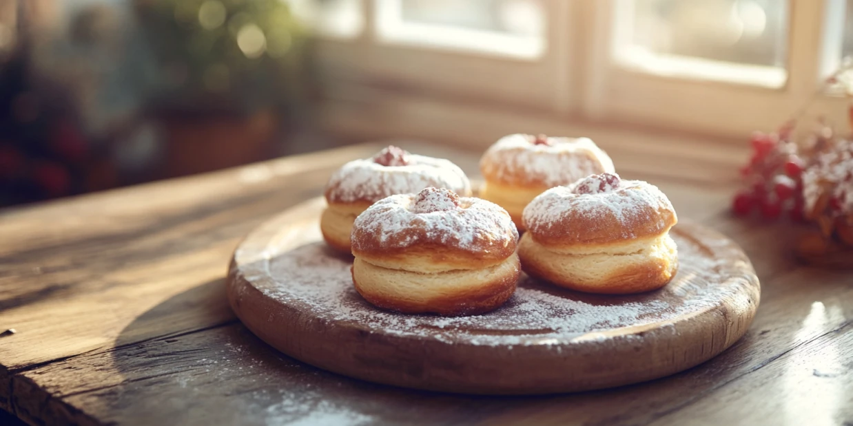 Gebäck mit Puderzucker bestreut als süßes Dessert