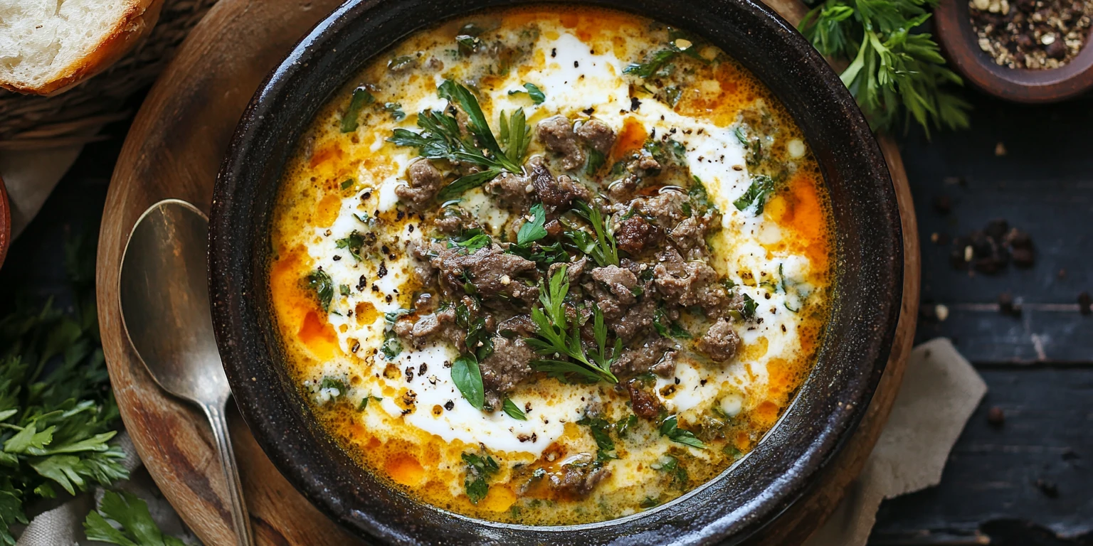 Gyrossuppe mit gemahlenem Gyros-Gewürz zubereitet