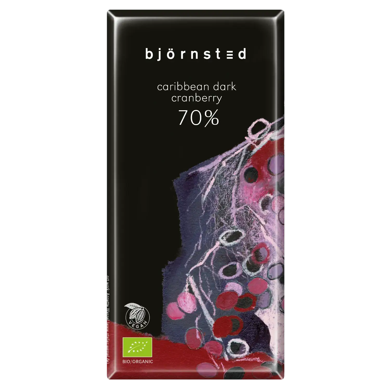 Björnsted Bio Cranberry, Caribbean dark Bio-Schokolade „Cranberry Caribbean Dark“ von Bjoernsted