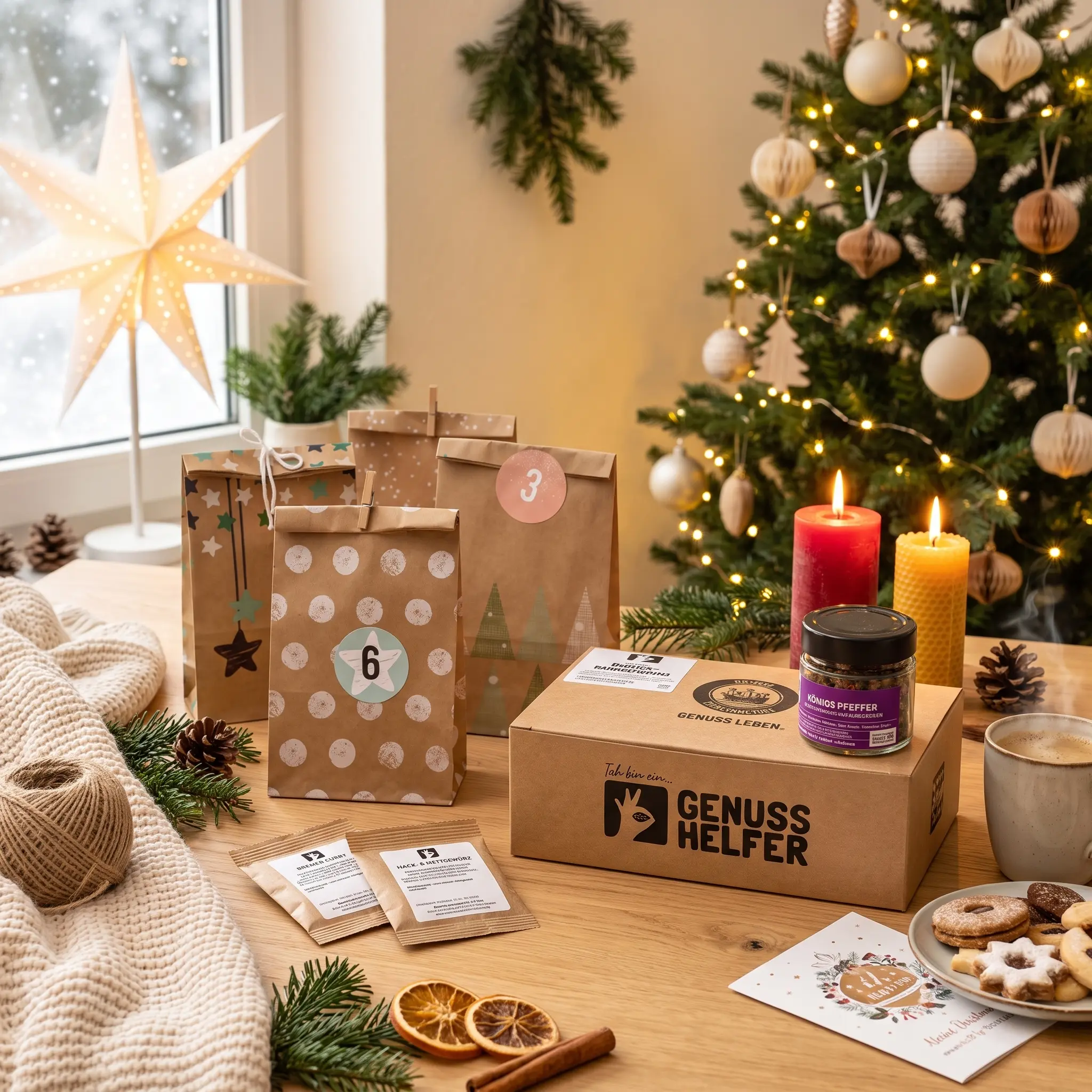 Gewürze Adventskalender-Set mit Beuteln zum Selberbasteln - Papiertütchen