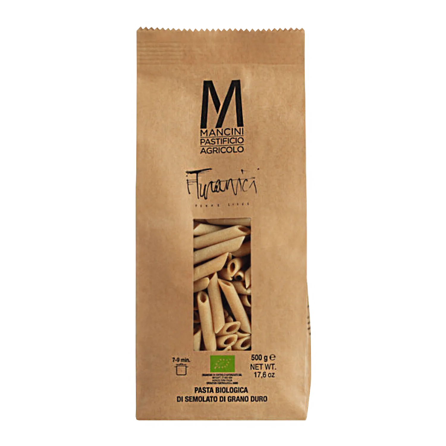 BIO Penne Lisce Turanici 500g, Pasta Mancini Turanici Penne Lisce in der Originalverpackung (500 g)