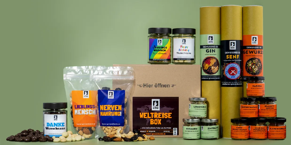 Nussmischungen mit Sprüchen als Teil der Geschenkideen und Genussreisen