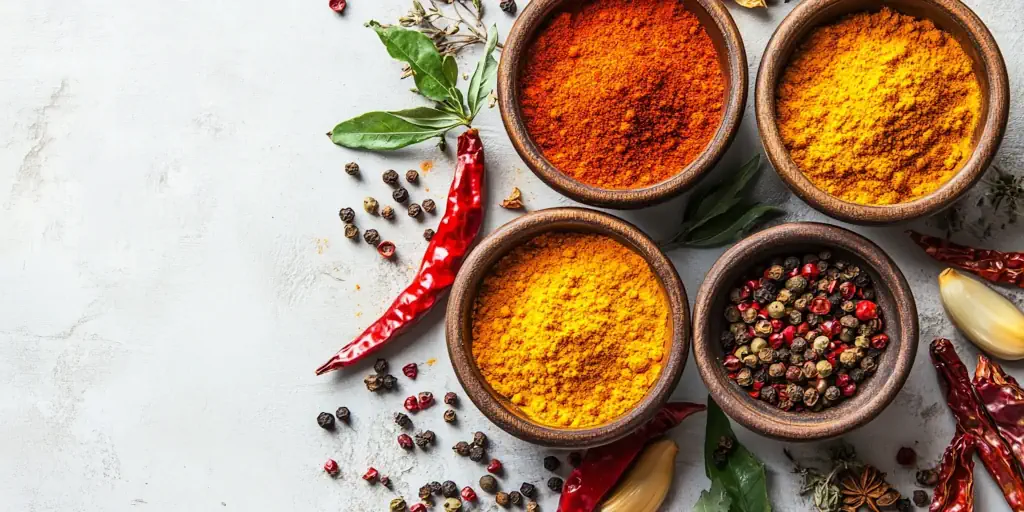 Kachelansicht verschiedener scharfer Gewürze