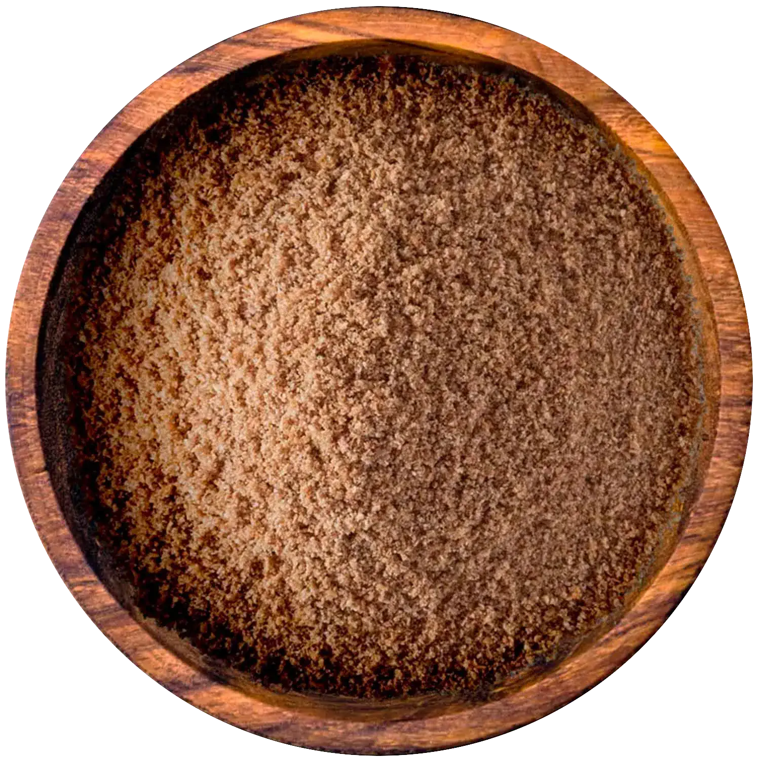 Cumin, Koriander, Muskatnuss Vorderansicht eines Beutels mit gemahlener Mischung aus Cumin, Koriander und Muskatnuss