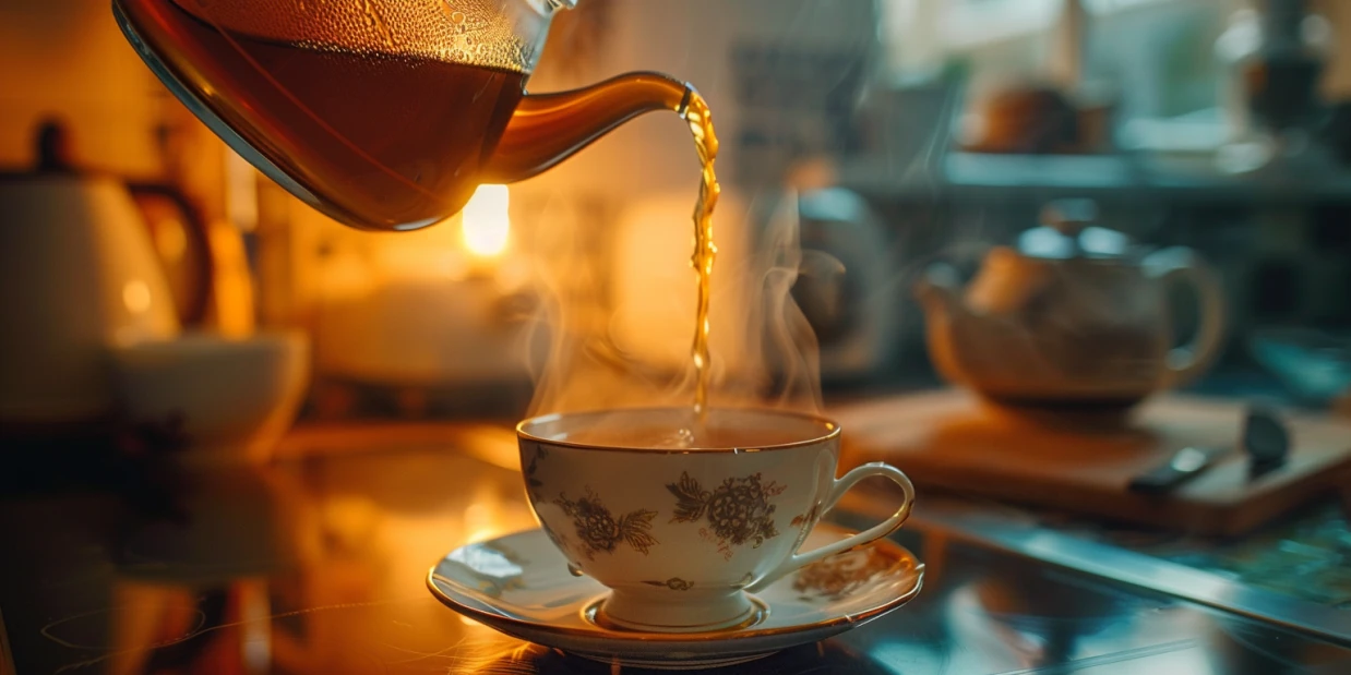 Kräutertee in gemütlicher Winterstimmung serviert