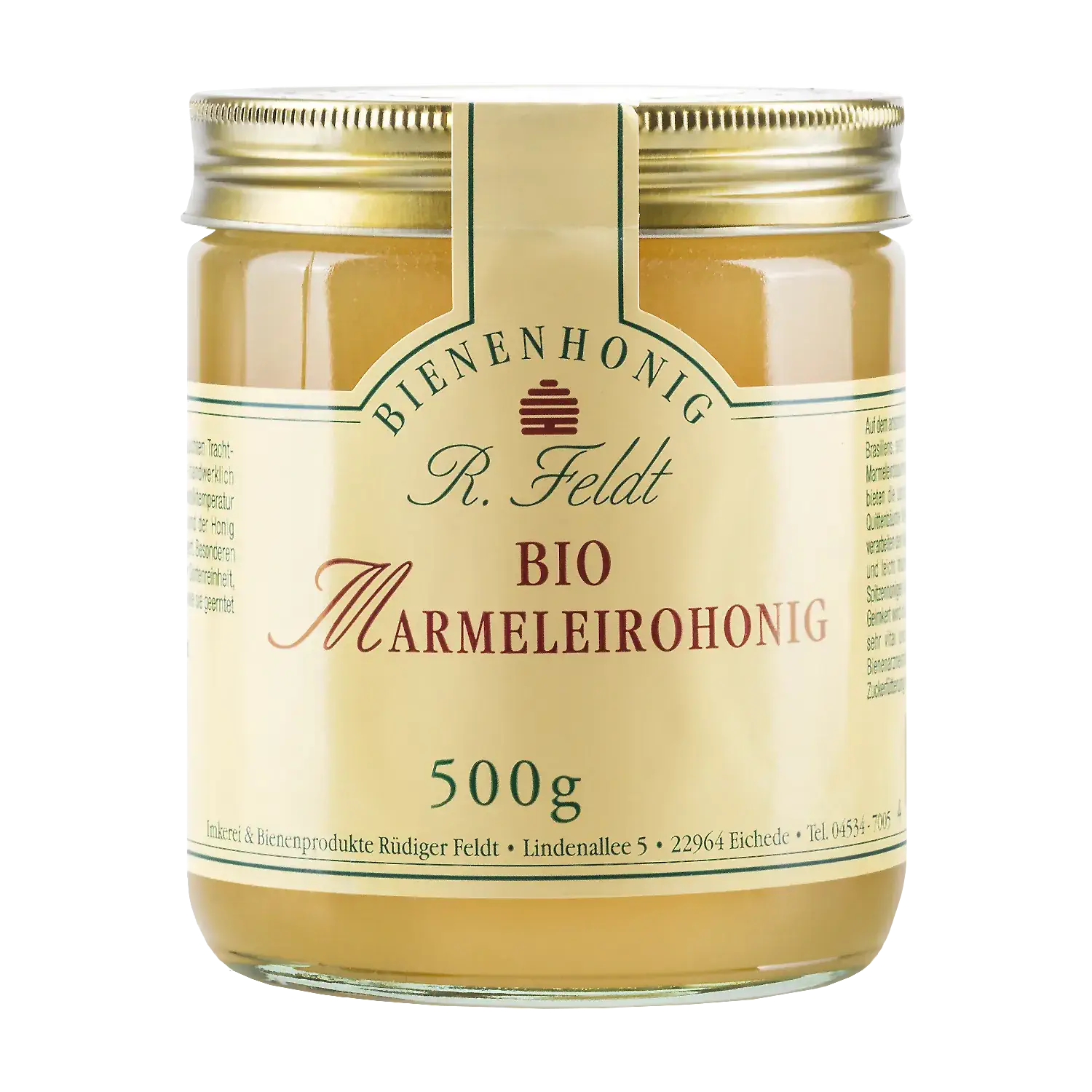 Marmeleirohonig BIO Vorderansicht eines Glases Bio-Marmeladenhonig