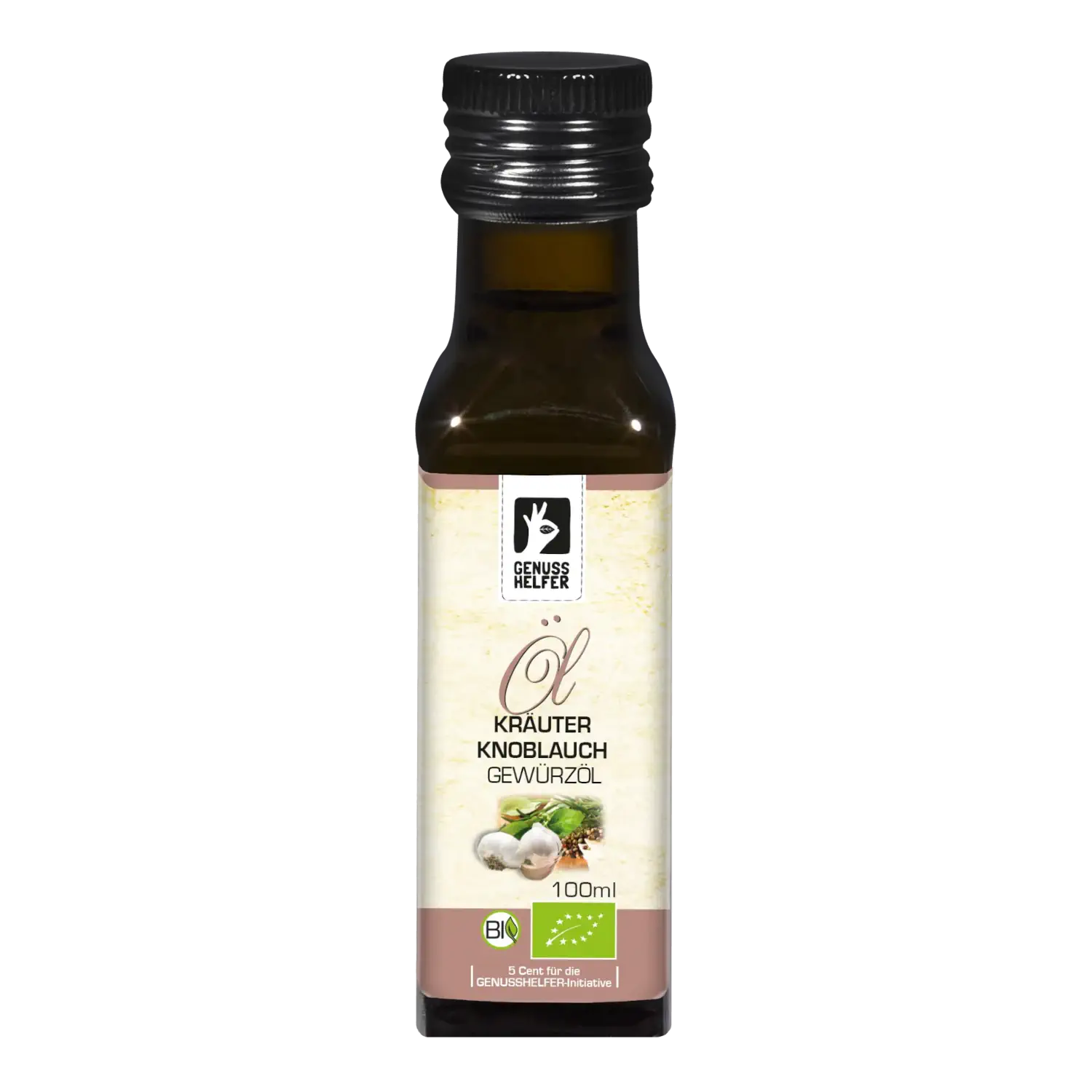 Knoblauch Gewürzöl BIO, kaltgepresst Gewürzöl Kräuter-Knoblauch in einer 100-ml-Flasche