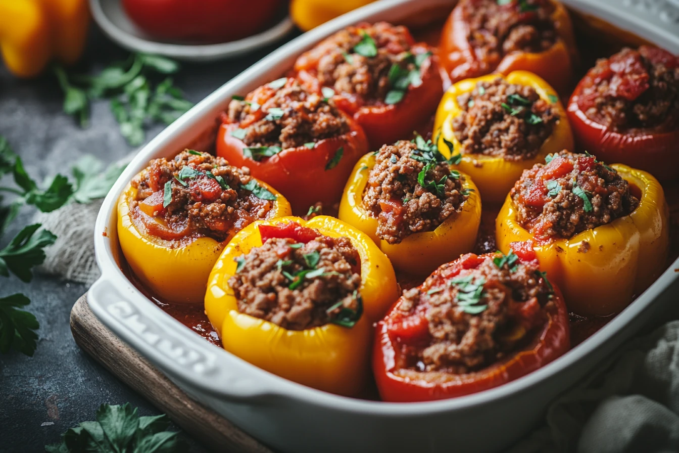 Gefüllte Paprika mit Hackfleisch Gefüllte Paprika mit Hackfleisch