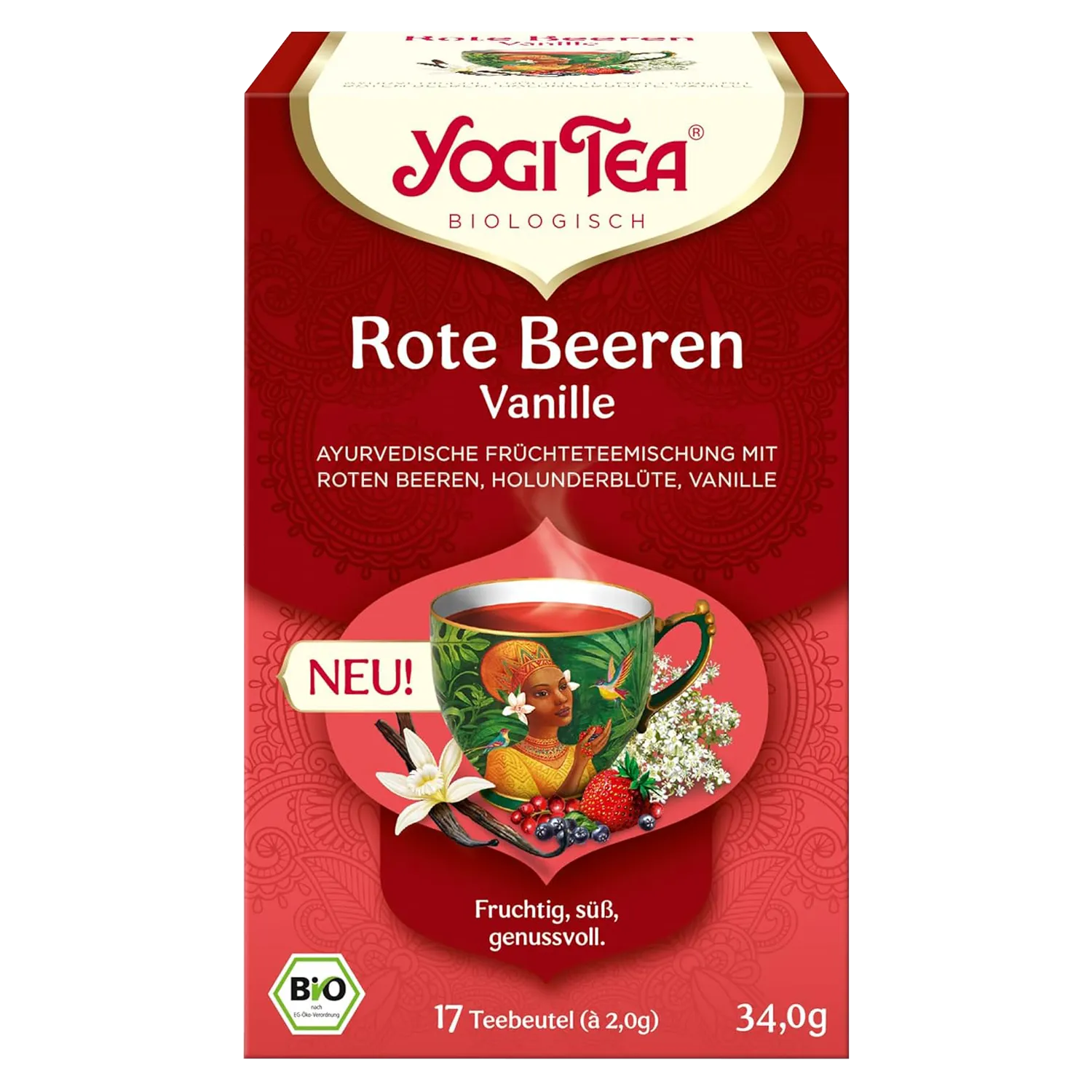 YOGI TEA® Rote Beeren Vanille, BIO Packung „Rote Beeren mit Vanille“ von Yogi-Tea mit Teebeuteln