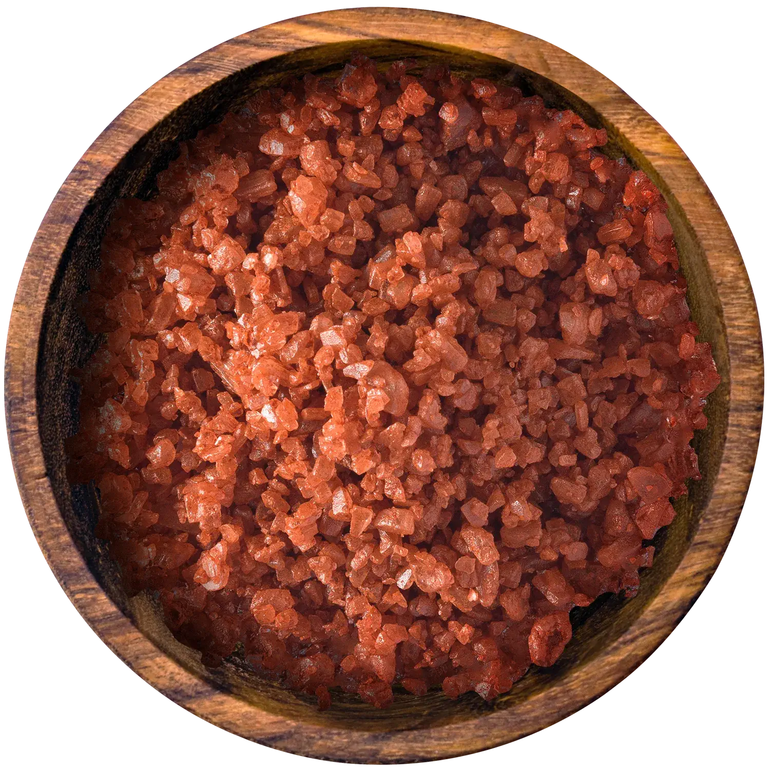 Rotes Hawaii-Salz „Red Alaea“ in einer Holzschale