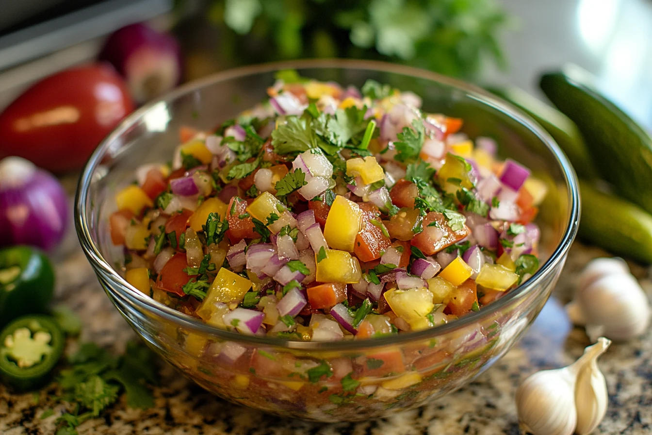 Salsa mit Gewürzgurken und Tomaten