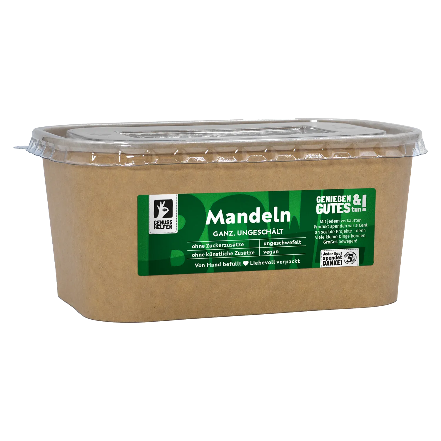 Mandeln, ungeschält, ganz, Pappschale