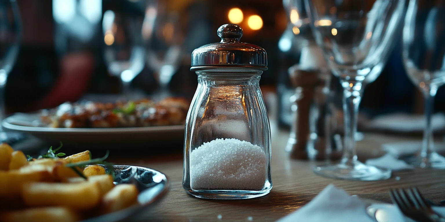 Naturbelassenes Meersalz in einem Salzstreuer auf dem Tisch