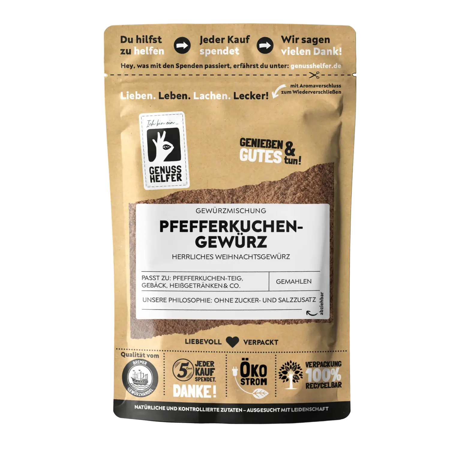 Vorderansicht eines Beutels mit Pfefferkuchengewürz