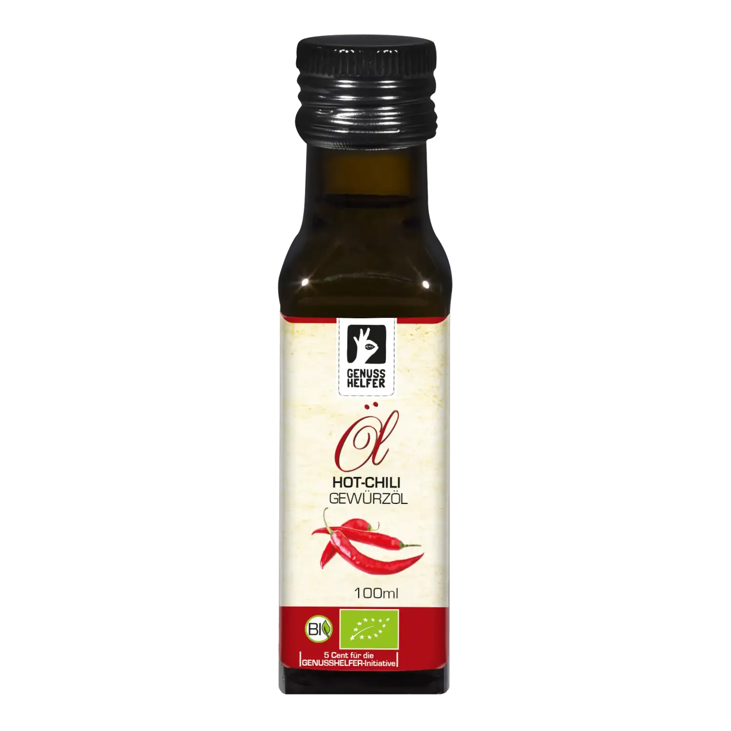 Hot Chili Gewürzöl BIO, kaltgepresst Hot-Chili-Gewürzöl in einer 100-ml-Flasche