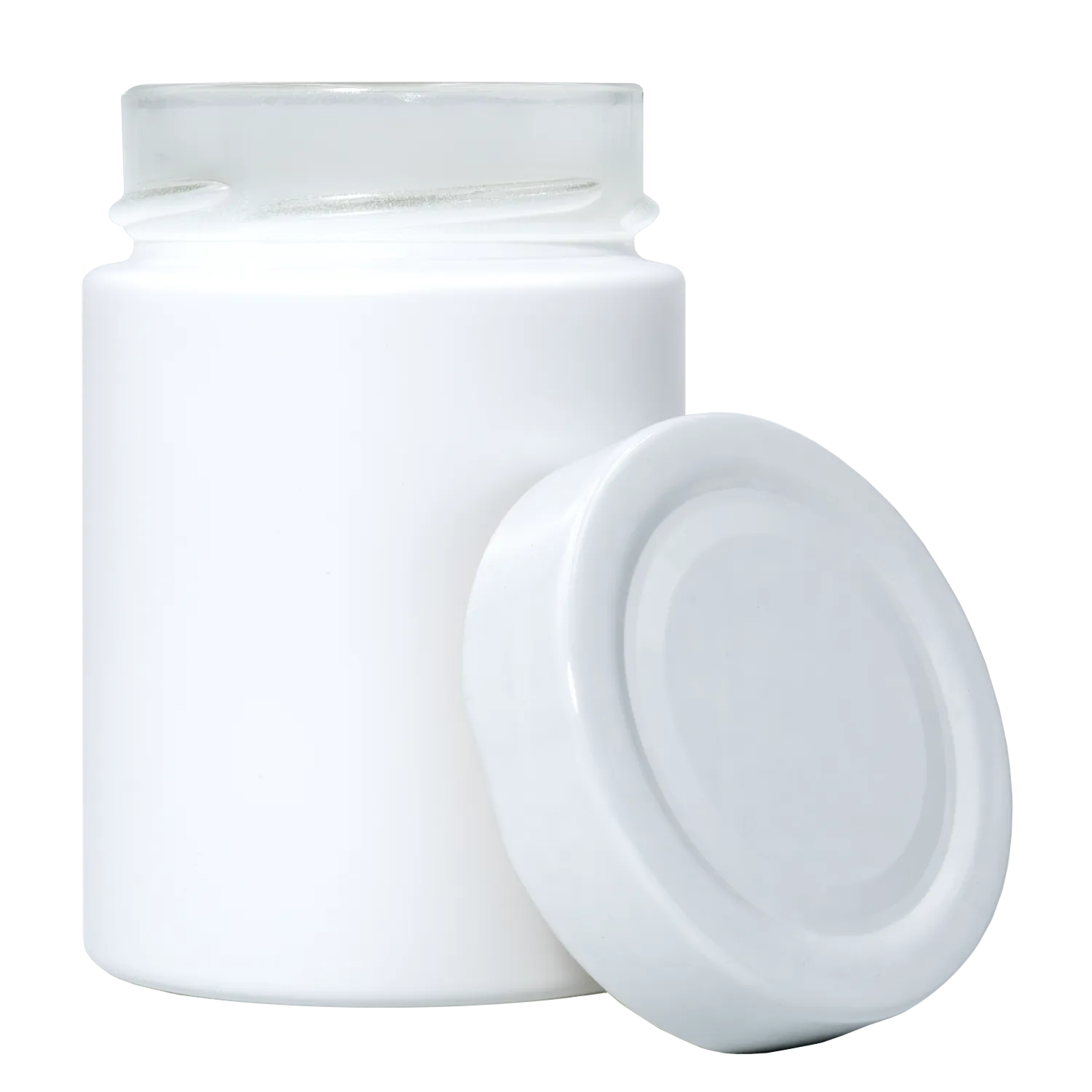 Zweite Detailansicht eines weißen Schraubglases, 192 ml