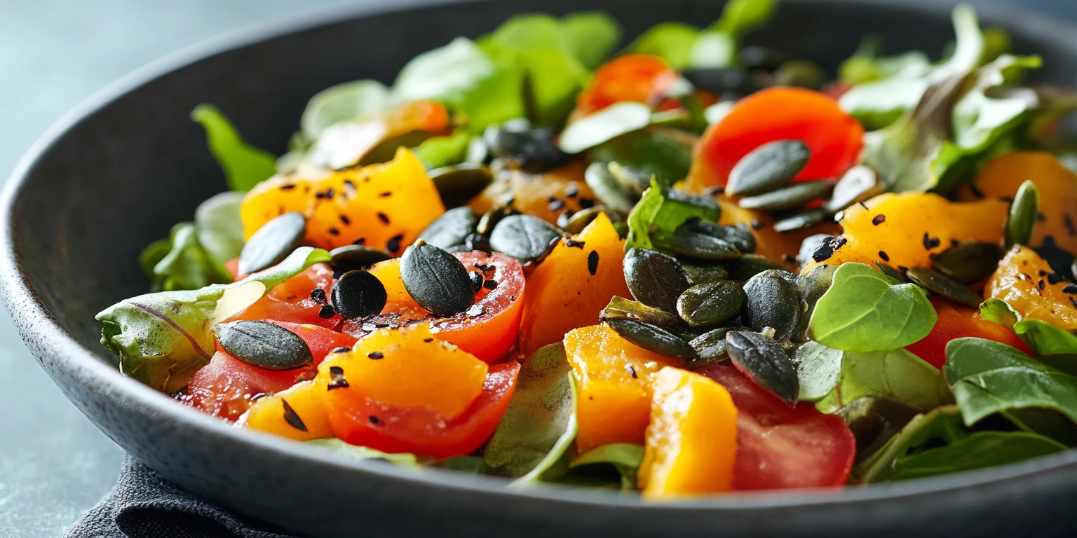 Salat mit steirischen Kürbiskernen als Topping