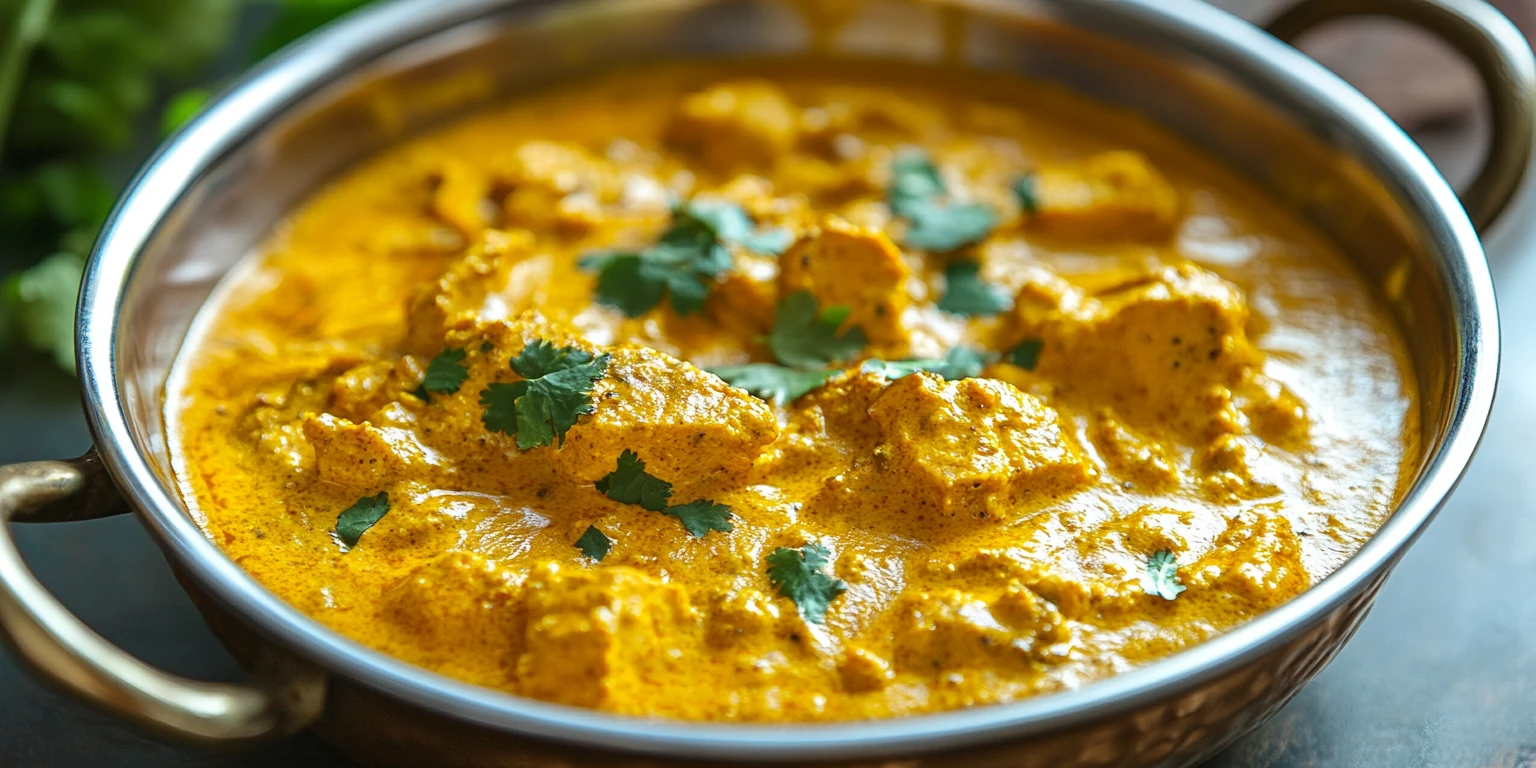 Indisches Curry mit Kurkuma gewürzt und serviert