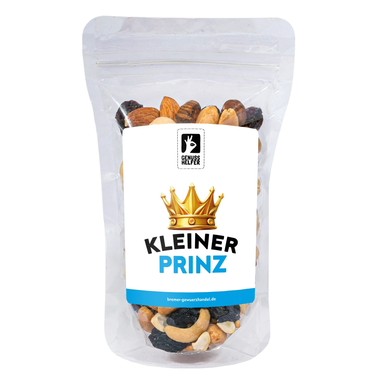 Nuss-Frucht-Mischung „Prinz“ in einem Glas mit individualisierbarem Etikett