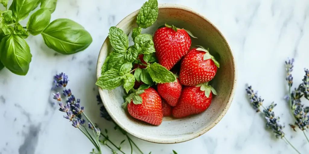 Erdbeeren dekorativ in Kacheloptik angeordnet