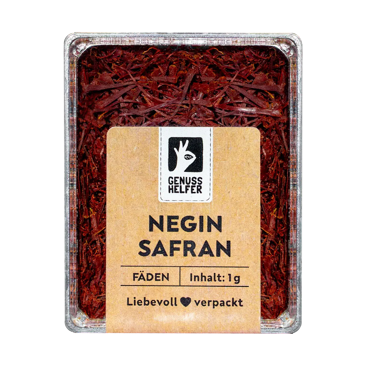 Negin Safran-Fäden in einer Holzschale