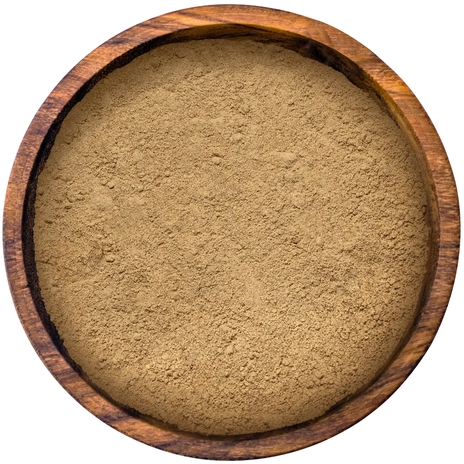Steinpilz-Pulver in einer Holzschale
