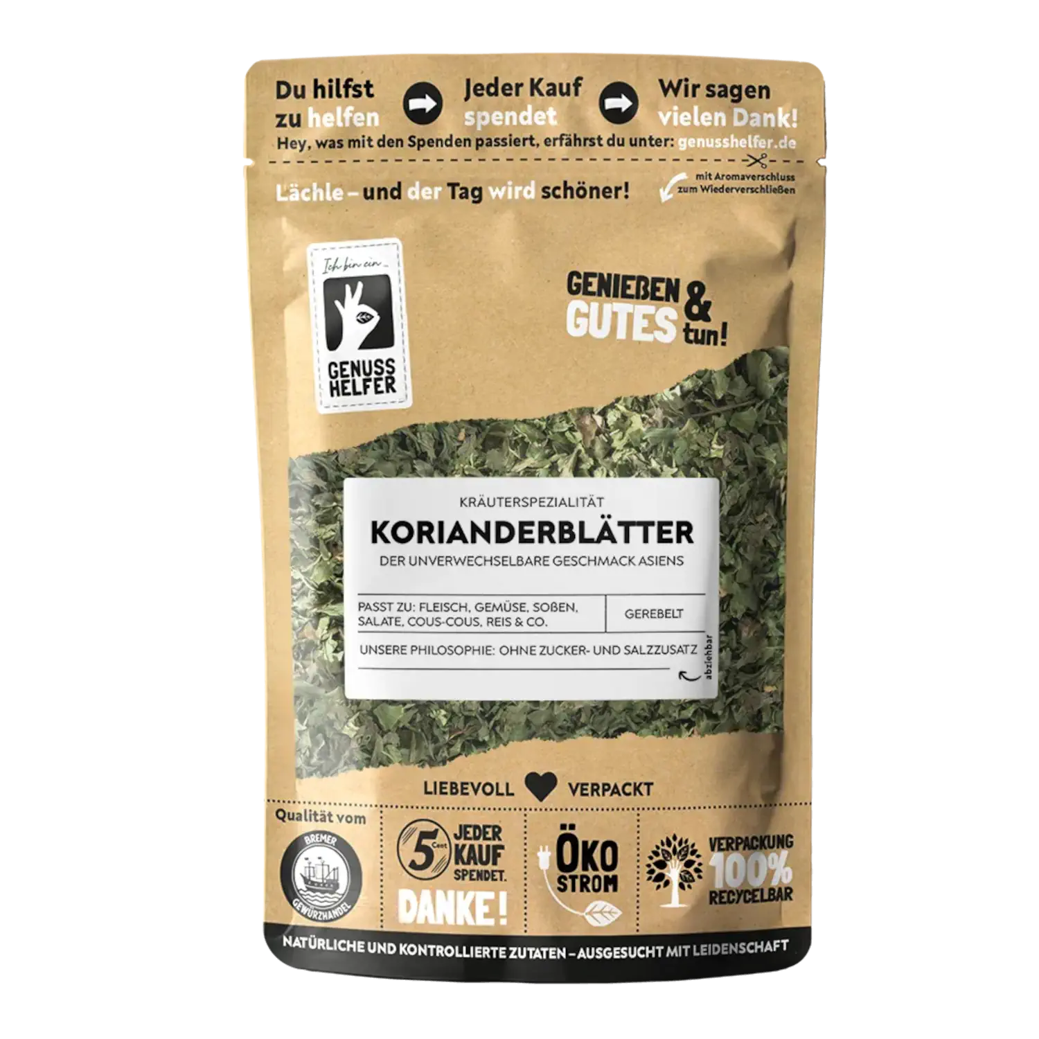 Korianderblätter, gerebelt