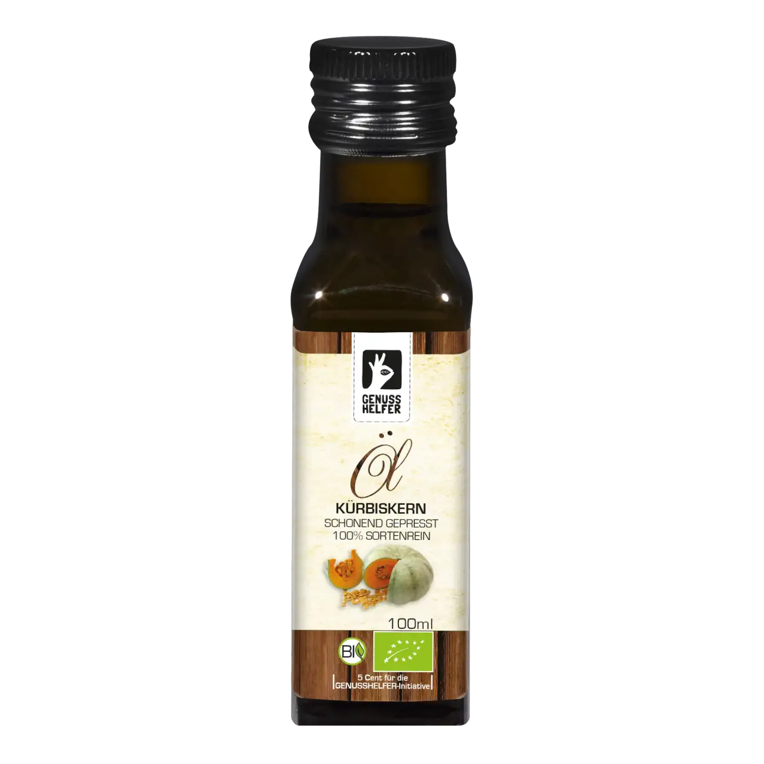 Kürbiskernöl BIO, kaltgepresst Kürbiskernöl in einer 100-ml-Flasche