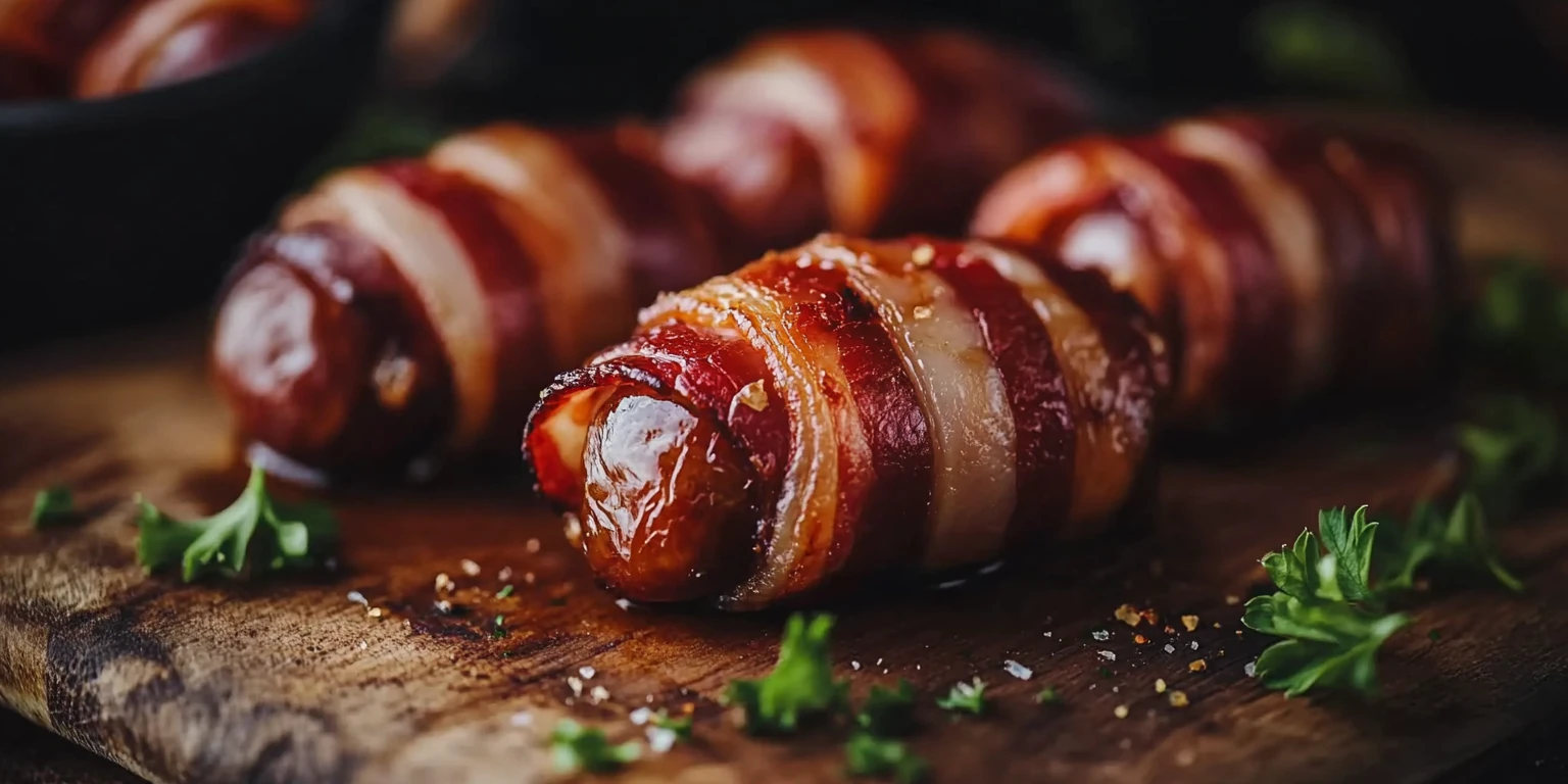 Datteln im Speckmantel mit Medjool-Datteln angerichtet